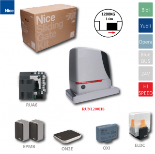KIT-RUN1200 HI-SPEED Sada rýchleho pohon pre posuvnú bránu do 1200kg, 24V, v-32cm/ s, 700W, 1x OXIBD, 1x EPMB, 1x ON2E, 1x ELDC (KIT-RUN1200 HI-SPEED rýchly pohon pre posuvnú bránu do 1200kg, 24V, v-32cm/ s, 700W, BlueBus,1x OXIR10, 1x EPMB, 1x ON2E, 1x)