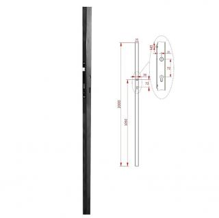 KZK5320H profil 50x30x1,5mm H-2000mm so zámkom, vhodný pre rám bránky, bez povrchovej úpravy, zámok nemá prelisovaný profil pre zapustenie