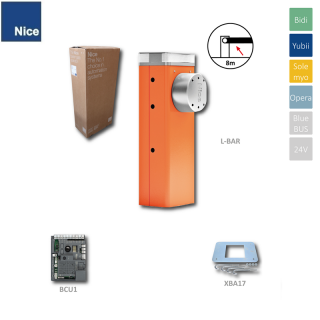 L9BAR automatická závora do 8m prejazdu (24V, 160W, 400Nm) riadiaca jednotka BCU1, 1x montážna doska, bez ramena (Nice závora)