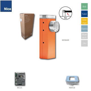 M5BAR automatická závora do 5m prejazdu (24V, 150W, 200Nm) riadiaca jednotka BCU1, 1x montážna doska XBA16, bez ramena (Bez ramena)