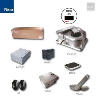 NICE M-FABKit-1 - kr;1x ME3000,1x MECF,1x MC800, 1x MEA3,1x OXIBD,1pár BF,1x ON2E sada pre jednokr. bránu do 3 m/k 230V (Sada pre jednokrídlovú bránu)