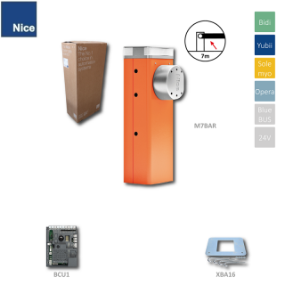 NICE M7BAR do 7m prejazdu (24V, 150W, 300Nm) s elektronikou XBA3, 1x doska SIA1, (Bez ramena)