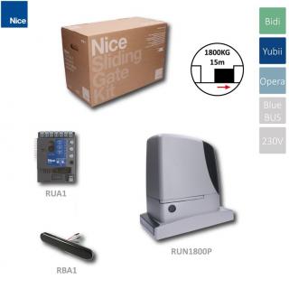 NICE Run do 1800 kg; pohon pre posuvnú bránu do 1800kg; s indukčným koncovým spínačom, 1x RUN1800 (230V, 700W, 1110N), 1x RUA1 BlueBus, 1x RBA1 (Nice Run 1800P 230V 700W, 1110N,1x el. RUA1 BlueBus,indukčný konc. spínač)