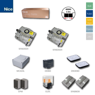 NICE SFABKit2024BD - 1x MC424L, 2x ON3EBD,1x OXIBD,1 pár EPM,1x ELDC, 2x SFABBOX (NICE X-Metro 2024 - sada pre dvojkrídlovú bránu do 4,6 m/ 2,3 m krídlo)