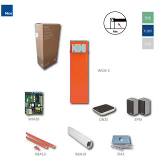 NICE WIDE-S KIT automatická závora do 4m (24V, 300W, 100Nm) s elektronikou WIA20, 1x XBA19, 1x XBA13, 1x ON2E, 1pár EPM s integrovaným prijímačom