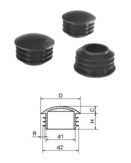 Priemer 18 - Okrúhle zátky - vypuklé, Čierna (Plastové zátky - vypuklé)