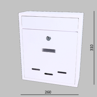 S-22B - poštová  schránka (260x310x95mm, hrúbka 0.6mm), max. formát listu: A4, BIELA (Poštová schránka)