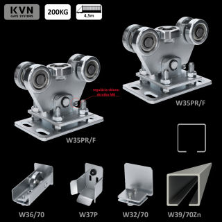 W Set70/Zn-F sada profil 70x70x4mm 1x6m W39/70Zn, 1x W-SET70F, 2x ZK ( do 200kg/4,5 m otvor)