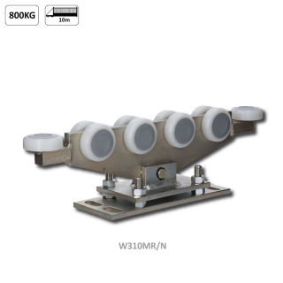 W310MR/N vozík regulovateľný pre C-profil 80x80x5mm, polyamidové kolieska 10ks, žltý zinok, pre bránu do 800kg otvor 6-10m, tichý chod