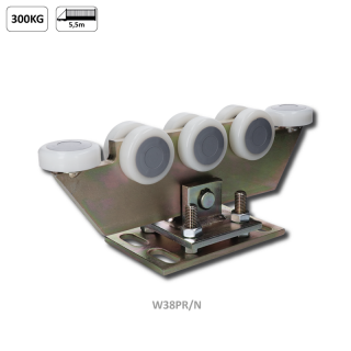 W38PR/N vozík regulovateľný pre C-profil 70x70x4mm, polyamidové kolieska 8ks, žltý zinok, pre bránu do 300kg otvor do 5,5m (pre C-profil 70x70x4mm)