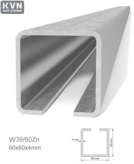 W39/60Zn C profil 60x60x4mm pozinkovaný pre samonosný systém posuvnej brány, v dĺžkach 1, 2, 3, 4, 5, 6m, cena za KUS (C profil 60x60x4mm pozinkovaný pre samonosný systém posuvnej brány)