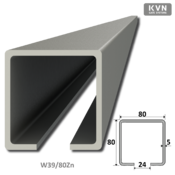 W3980Zn -C profil 80x80x5mm pozinkovaný pre samonosný systém posuvnej brány, v dĺžkach 1, 2, 3, 4, 5, 6, 7m, cena za KUS