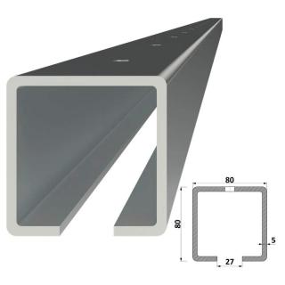 W39D80Zn - C profil s otvormi, 80x80x5mm pozink pre samonosný systém, v dĺžkach 2, 3, 4, 5, 6m, cena za KUS