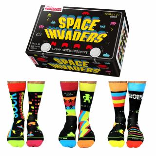 Pánske veselé ponožky UnitedODDsocks SPACE INVADERS, 3 páry