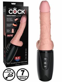 King Cock Plus - 6,5 palcový Thrusting Cock s kuličkami Flesh