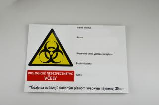 Tabuľka: Biologické nebezpečenstvo včely