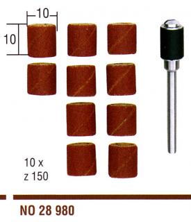 Brúsne hlavice z korundu - 10x zrnitosť 150 + upínacia stopka