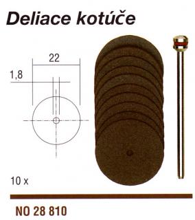 Korundom viazané rezacie kotúče 10ks/22mm + upínacia stopka