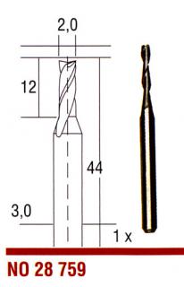 Tvrdokovová fréza 2,0mm