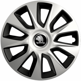KRYTY KOLIES PRE ŠKODA 15" STRATOS silver/black 4ks