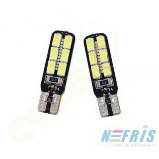 LED AUTO ŽIAROVKA T10 W5W 12 SMD5630 CANBUS, STUDENÁ BIELA