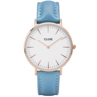 Dámske hodinky CLUSE LA BOHÉME ROSE GOLD WHITE/RETRO BLUE