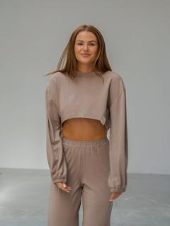 Dámska crop mikina Tencel DAY EARTHY - béžová Veľkosť: M/L