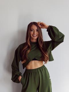 Dámska crop mikina Tencel DAY EARTHY - zelená Veľkosť: XS/S