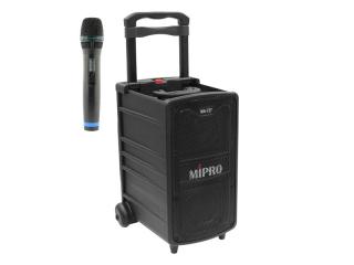 MIPRO MA-727 Set 1 - Mobilná ozvučovacia zostava s výkonom 170W a jedným bezdrôtovým mikrofónom. Využitie pre vnútorné i vonkajšie aplikácie. Zabudovaný Bluetooth pre streamovanie hudby z mobilných zariadení a integorvaný USB/SD prehrávač. Hmotnosť 9,5kg.