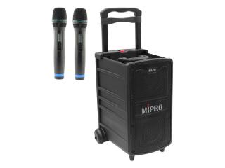 MIPRO MA-727 Set 2 - Mobilná ozvučovacia zostava s výkonom 170W a dvoma bezdrôtovými mikrofónmi. Využitie pre vnútorné aj vonkajšie aplikácie. Zabudovaný Bluetooth pre streamovanie hudby z mobilných zariadení a integorvaný USB/SD prehrávač. Hmotnosť 9,5kg