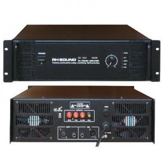 RH Sound SK1800 - Výkonový zosilňovač, 800W RMS 1200W max. Výstupy: 100V/70V/8-16 Ohm Frekvenčný rozsah: 60Hz -16kHz Skreslenie: 0,1% Odstup S/N: >96 dB Vstupná citlivosť: 0 dB Vstupná impedancia: 10 kOhm Napájanie: 230V / 50Hz Rozmery: 480 x 133 x 410 mm