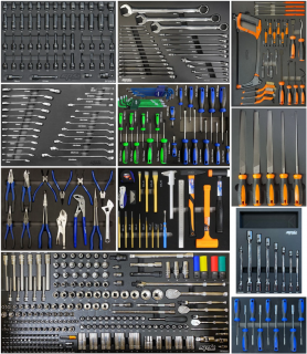 Dielenský box SPT CUSTOM XL - modrý SP40628 Počet náradí: 409 kusov, Typ: Vybavený