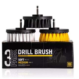 Work Stuff Drill Brush Kit - sada kief na uťahovačku (Sada rotačných kief na AKU uťahovačku v 3 rôznych tvrdostiach pre všetky povrchy)