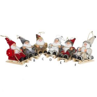 Dekorácia Mikuláš - Santa na saniach 18 cm PM-37157 - Dizajn B PM-37157