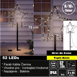 LED 3D záhradná hviezda z kovu - 52 LED LE-087