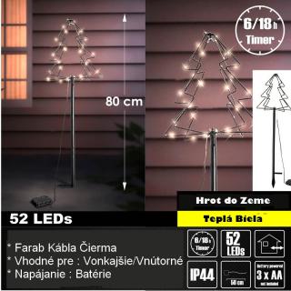 LED 3D záhradný Stromček z kovu  - 52 LED LE-086