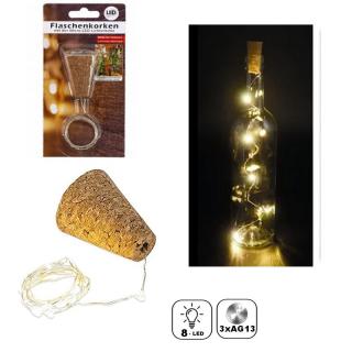LED Korková zátka na flaše 8 LED - teplá biela PRO- 12286