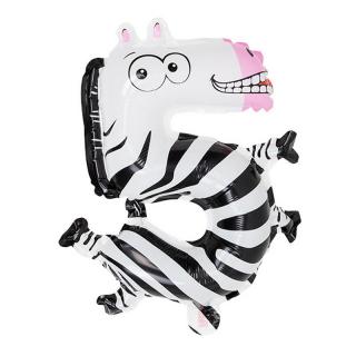 Narodeninový balón - číslo 5 - dizajn ZEBRA HI-56085