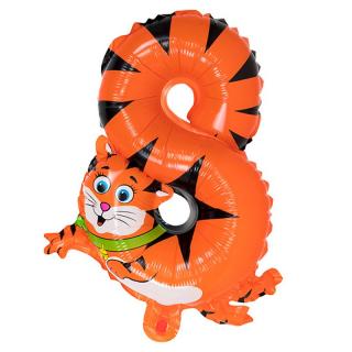 Narodeninový balón - číslo 8- dizajn TIGER HI-56088