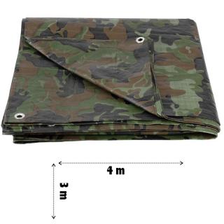 Plachta Tarpaulin Khaki 3x4 m, 80 g m, zakrývacia kamufláž, s okami PRO-2170023