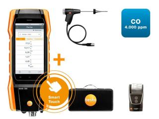 Testo 300 analyzátor spalín sada 1 s tlačiarňou (O2, CO až do 4,000 ppm)