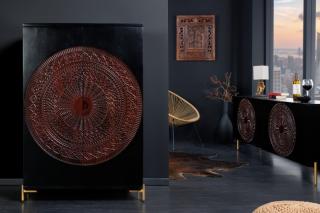 Barová skrinka ORNAMENTO (Skrinka ako bar z masívneho mangového dreva 140cm.)