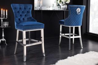Barová stolička CASTELO ROYAL BLUE (Luxusná barová stolička modrá.)