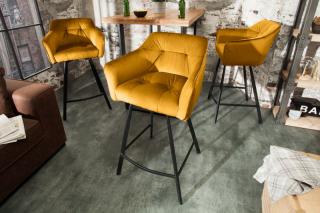 Barová stolička LOFT MUSTARD (Dizajnová barová stolička s opierkami horčicovo žltá.)