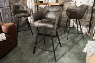 Barová stolička LOFT VINTAGE TAUPE (Dizajnová barová stolička s opierkami vintage taupe.)