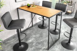 Barový stolík BELIZE OAK (Kovový vysoký stolík s dubovou doskou 120cm.)