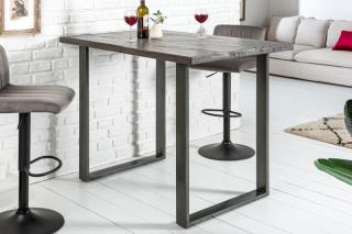 Barový stolík IRON CROFT GRAY (Industriálny barový stolík z masívneho dreva a kovu šedý 120cm.)