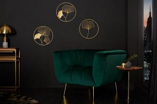 Dekorácia GINKGO GOLD TRIO (Dizajnová dekorácia v zlatej farbe 40cm.)
