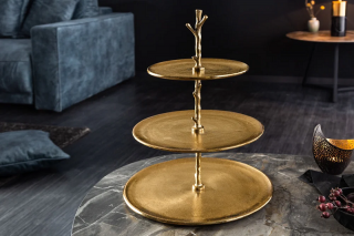 Etažér LIMBA GOLD (Dizajnový etažér zlatý 48cm.)