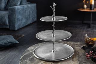 Etažér LIMBA SILVER (Dizajnový etažér strieborný 48cm.)